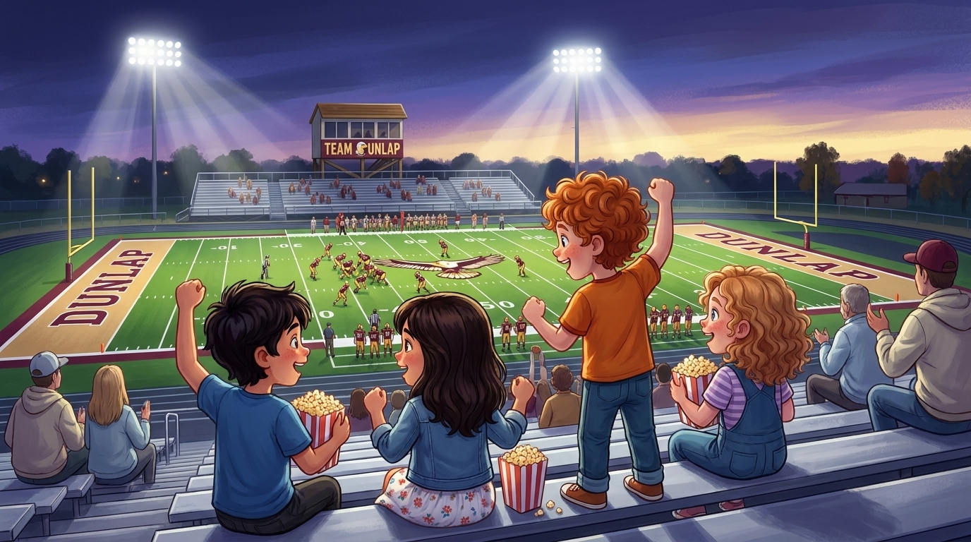 Dunlap Days children's book — football game illustration