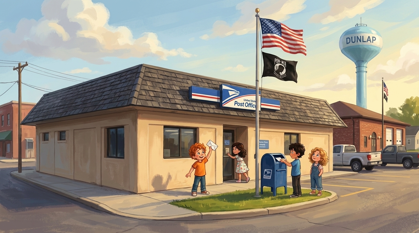 Dunlap Days children's book — post office illustration